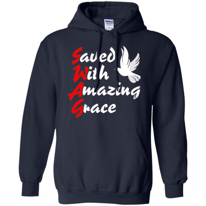Swag T-shirt Saved With Amazing Grace Navy