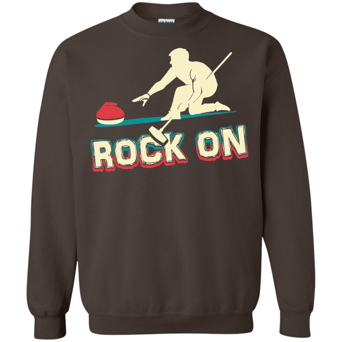 Curling Winter Lover T-shirt Rock On Curling Winter Sports Dark Chocolate