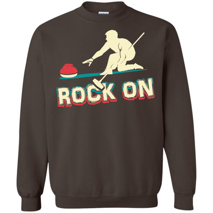 Curling Winter Lover T-shirt Rock On Curling Winter Sports Dark Chocolate
