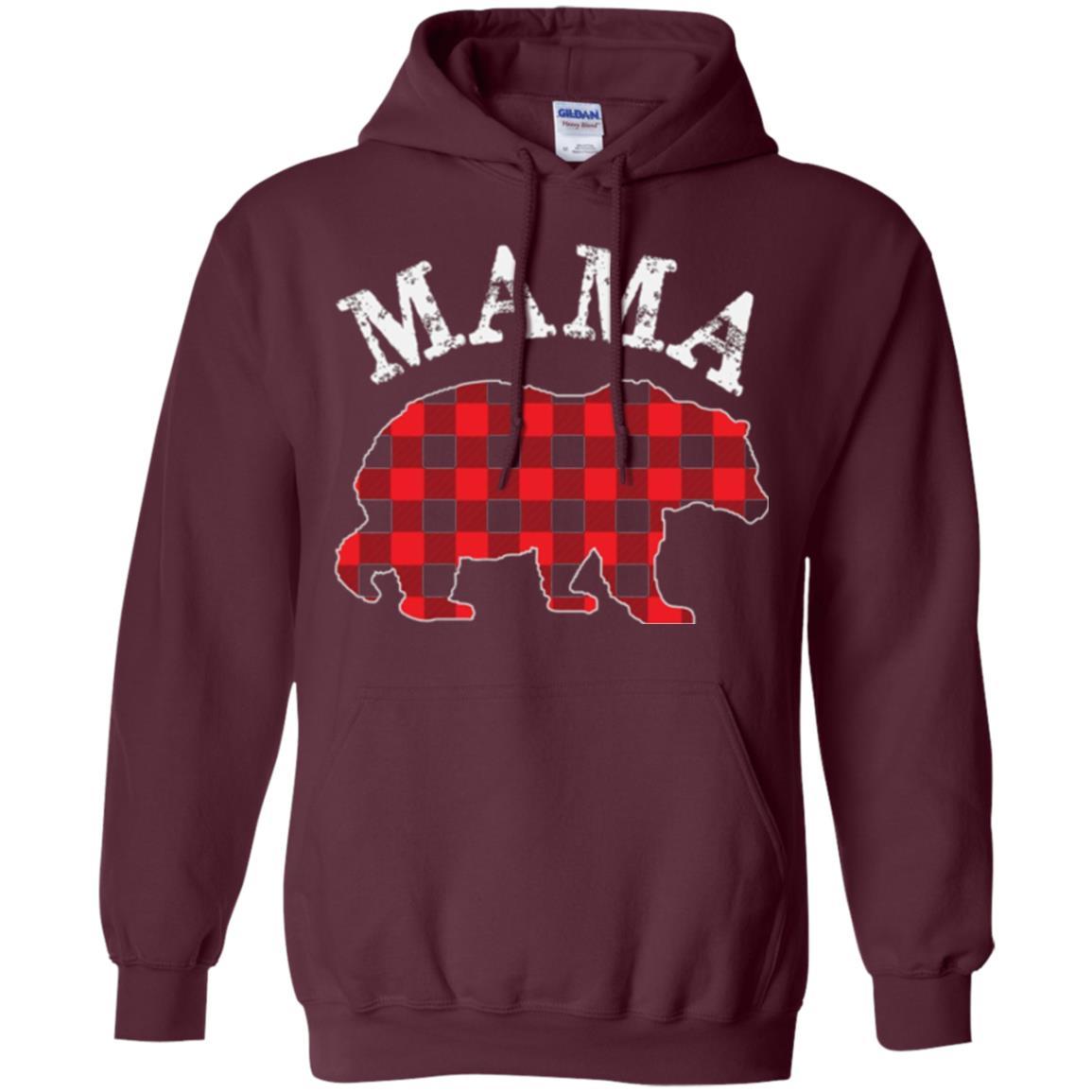 Mama T-shirt Red Plaid Mama Bear Maroon