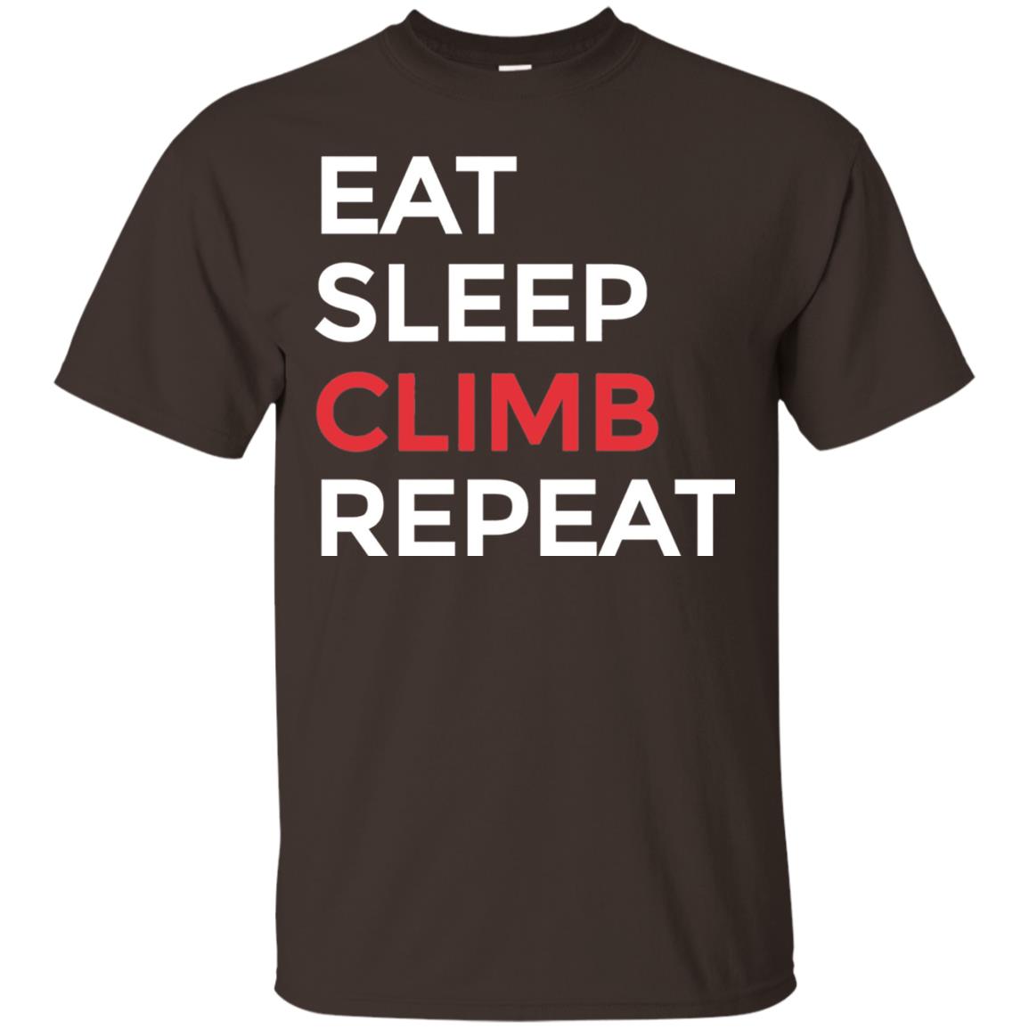 Eat Sleep Climb Repeat Mountain Climber Rock Climbing Shirt Dark Chocolate