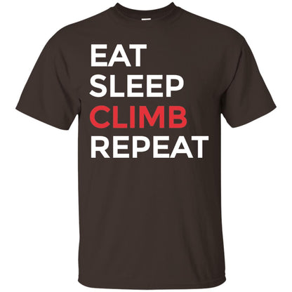Eat Sleep Climb Repeat Mountain Climber Rock Climbing Shirt Dark Chocolate