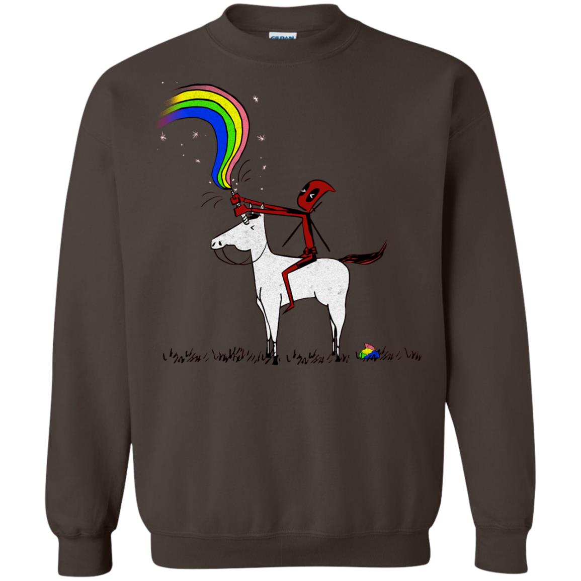 Deadpool With Unicorn Movie T-shirt Dark Chocolate