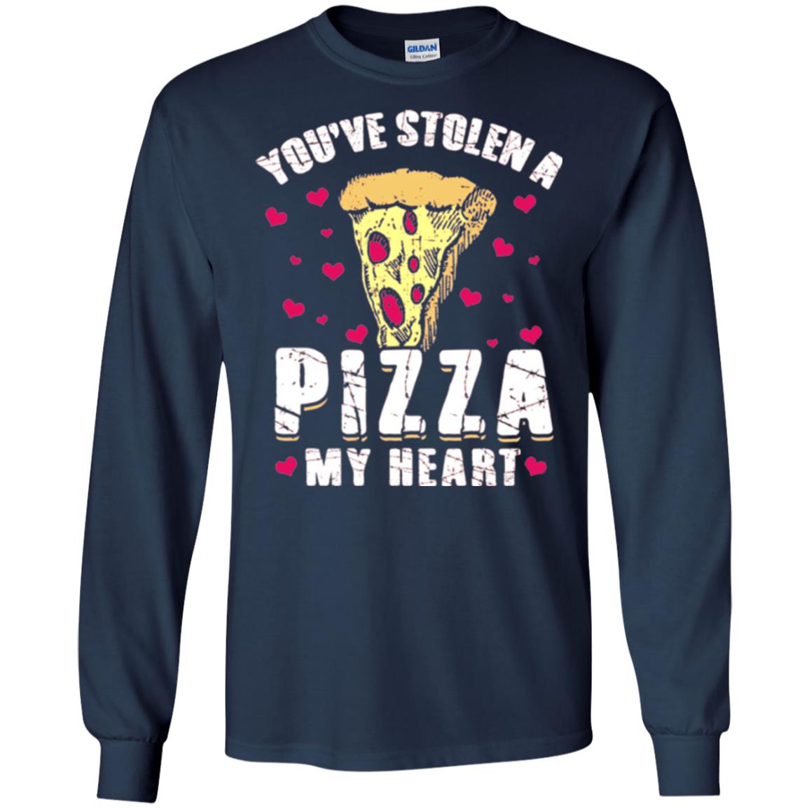 Funny Valentines Day Shirt Food Gift You_ve Stolen Pizza My Heart Navy