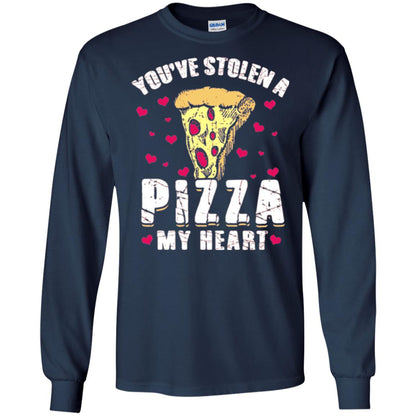 Funny Valentines Day Shirt Food Gift You_ve Stolen Pizza My Heart Navy