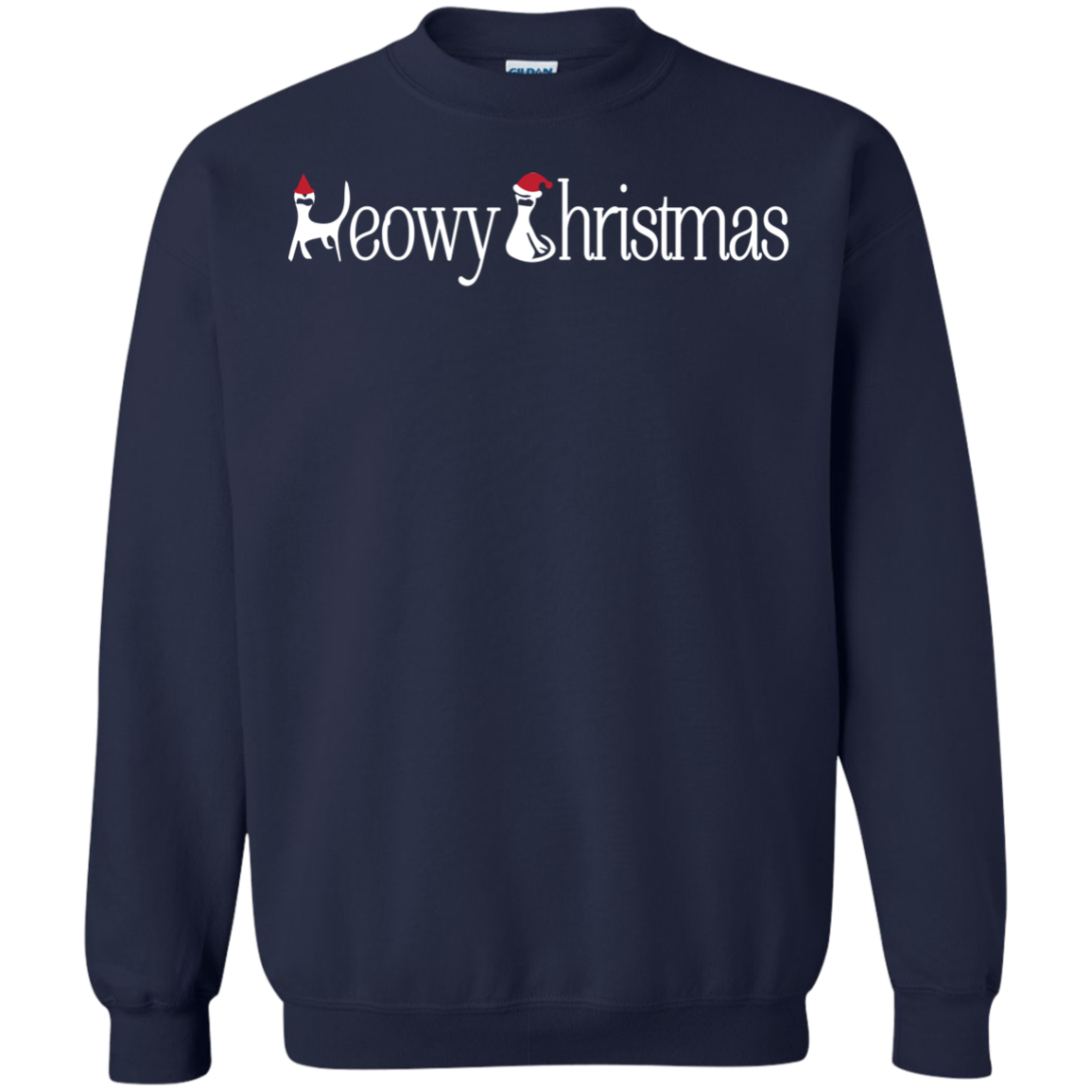 Christmas T-shirt Meowy Christmas Navy