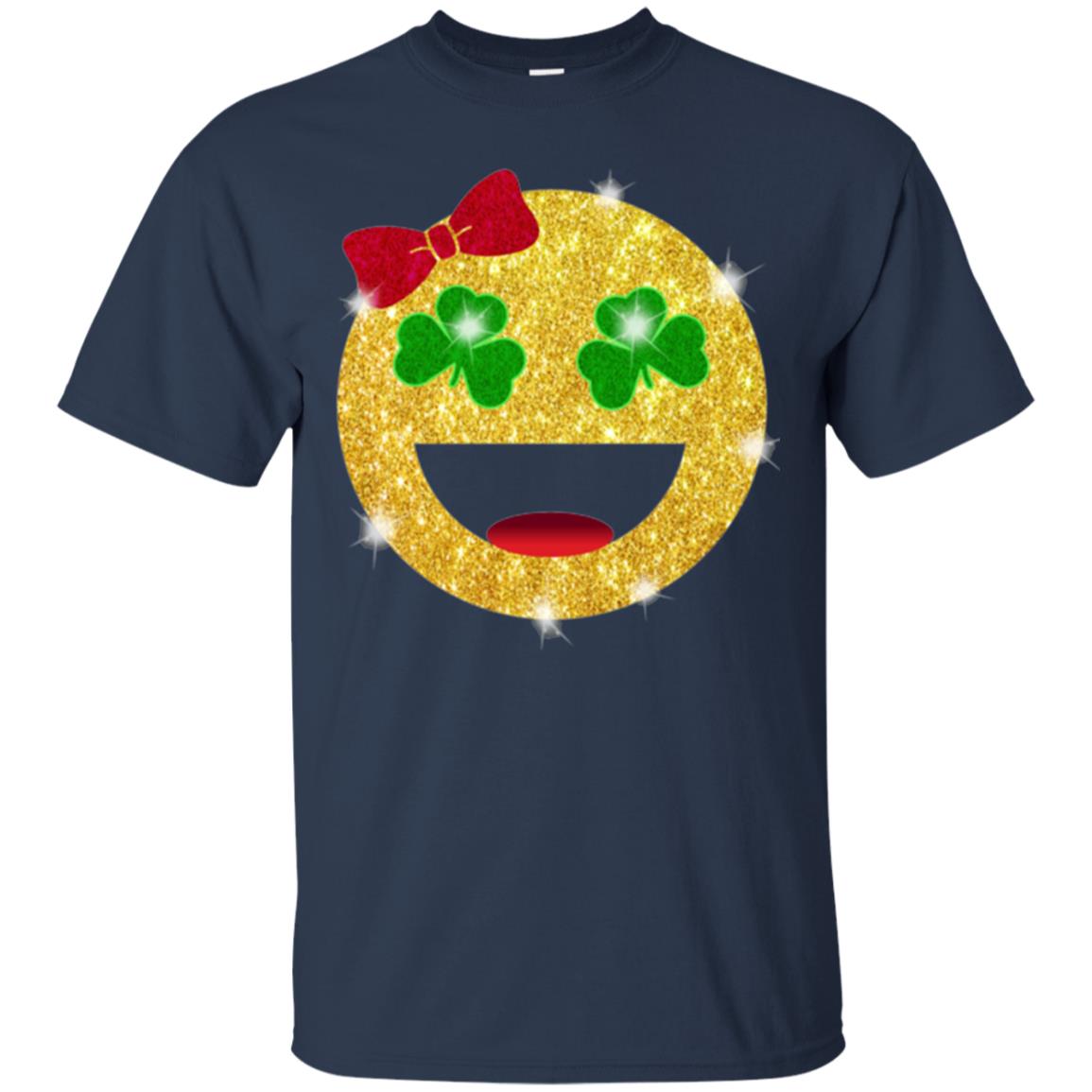 Happy Gold Blink Emoji Saint Patrick's Day T-shirt Navy