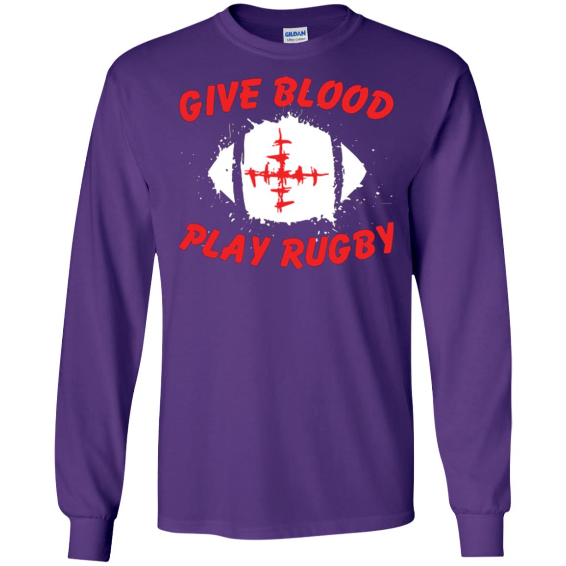 Football Lover T-shirt Give Blood Play Rugby Purple