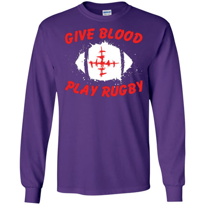 Football Lover T-shirt Give Blood Play Rugby Purple