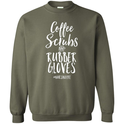 Nurse T-shirt Coffee Scrubs And Rubber Gloves Military Green