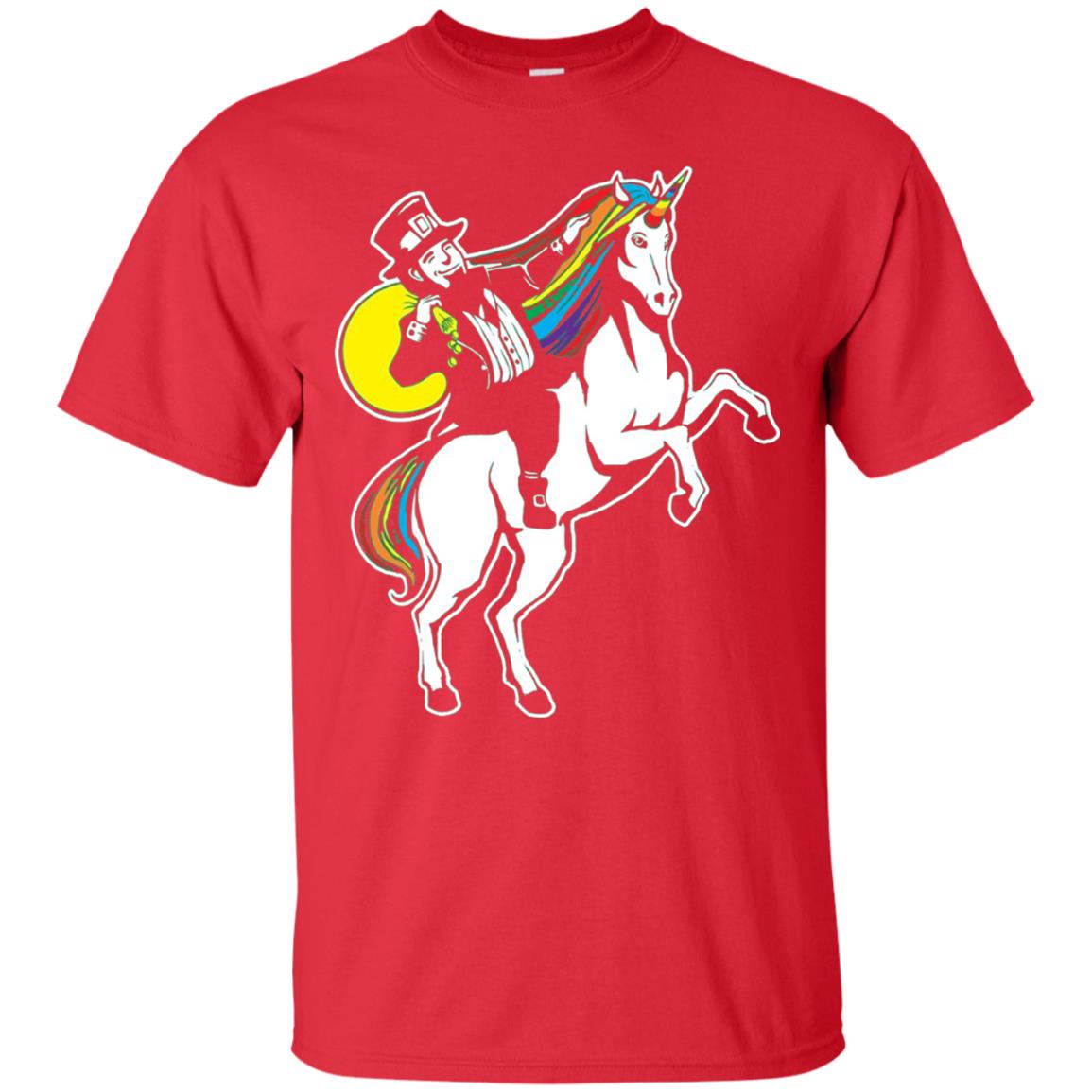 St Patrick Day Lepricorn Leprechaun Riding Unicorn T-shirt Red