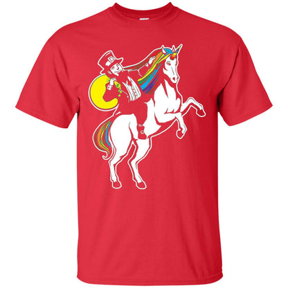 St Patrick Day Lepricorn Leprechaun Riding Unicorn T-shirt Red