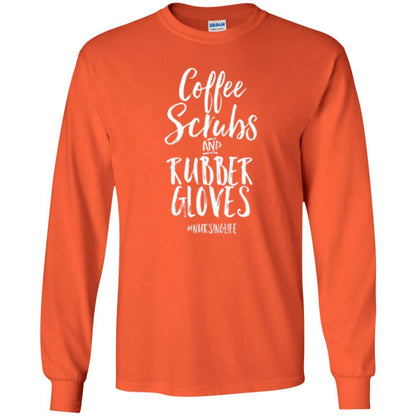 Nurse T-shirt Coffee Scrubs And Rubber Gloves Orange