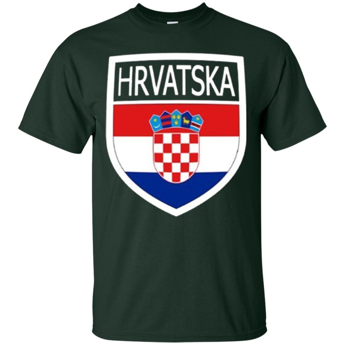 Croatia Shield T-shirt Hrvatska Patch Croatian Flag Badge Forest Green