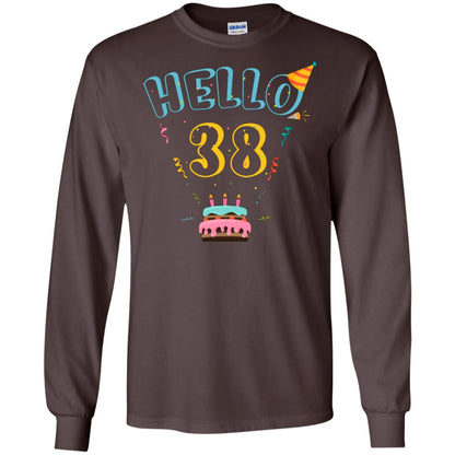 Hello 38 Thirty Eight 38th 1980s Birthday Gift Shirt Dark Chocolate