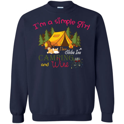 I’m A Simple Girl I Love Shiba Inu Camping And Wine Shirt Navy
