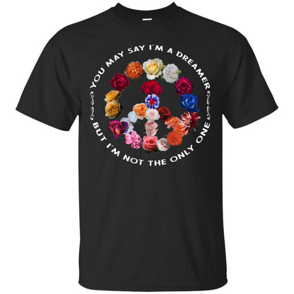 You May Say I_m A Dreamer But I_m Not The Only One Floral Peace Sign Shirt Black