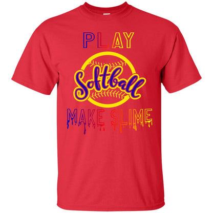 Play Softball Make Slime Gift Shirt Red