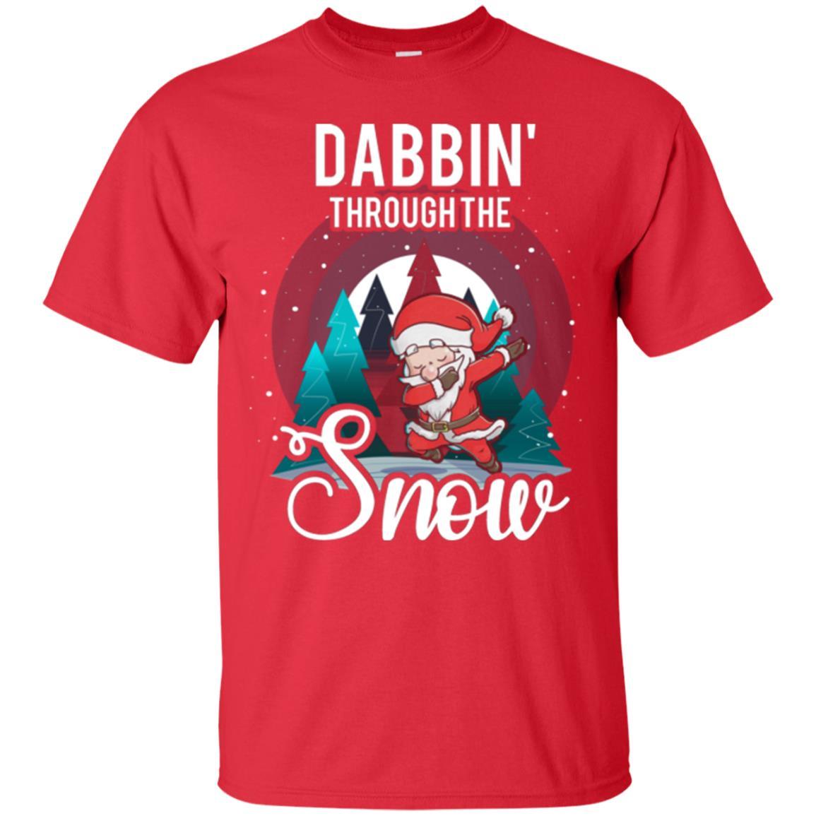 Christmas T-shirt Santa Claus Dabbing Through The Snow Red