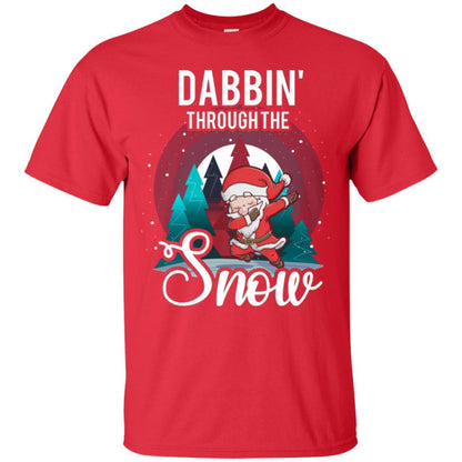 Christmas T-shirt Santa Claus Dabbing Through The Snow Red