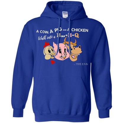 A Cow A Pig And A Chicken Walk Into A Bar-b-q The End Shirt Royal