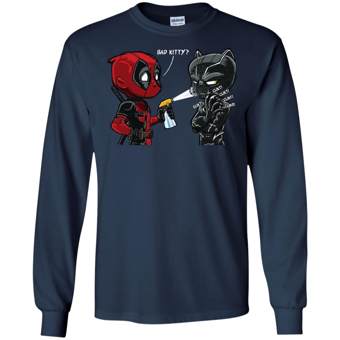 Deadpool Black Panther Bad Kitty Film Lover T-shirt Navy