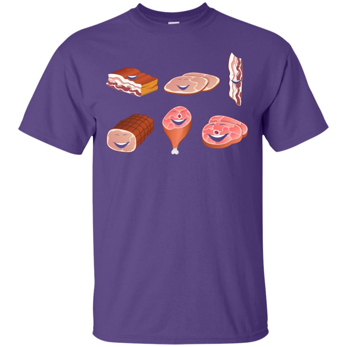 Funny Bbq T-shirt Meat Family Purple
