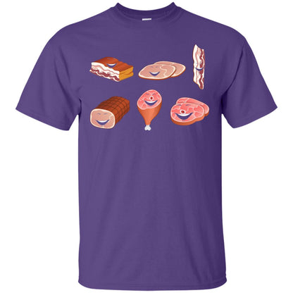 Funny Bbq T-shirt Meat Family Purple