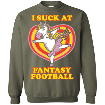 Funny Unicorn Loser T-shirt I Suck At Fantasy Football Military Green