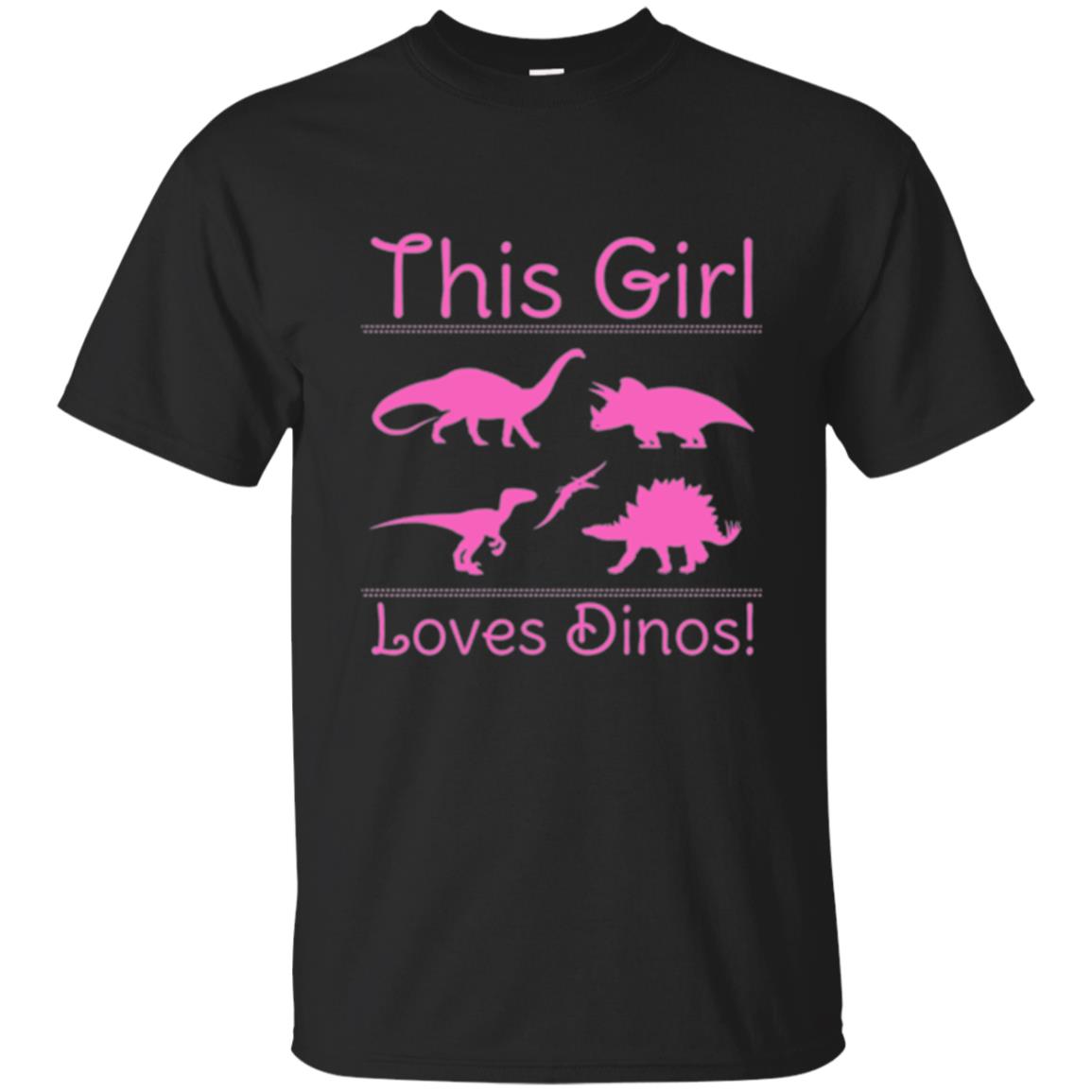 This Girl Loves Dinos Dinosaur T-shirt Black