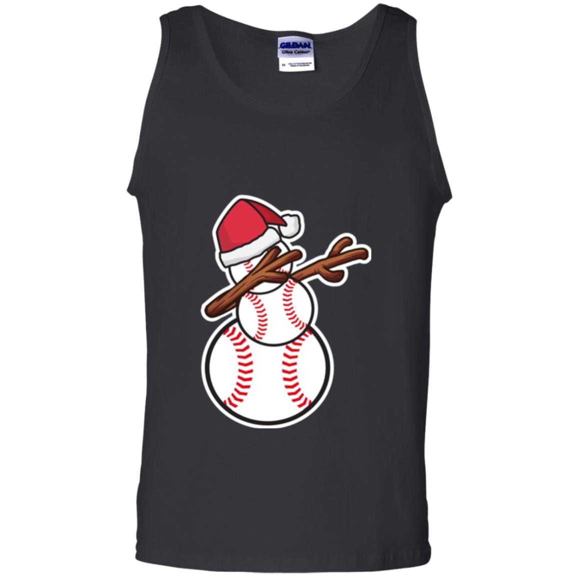 Christmas T-shirt Dabbing Snowman Baseball Black