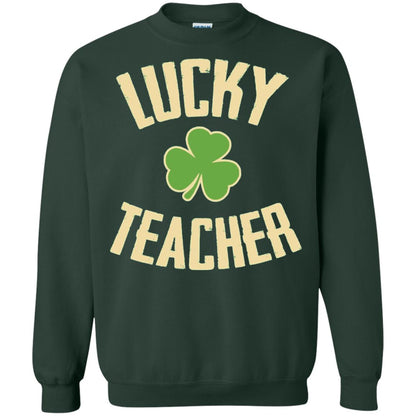 Lucky Teacher Shirt St. Patrick_s Day T-shirt Forest Green