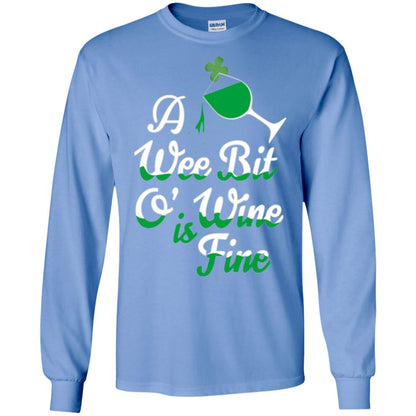 A Wee Bit O_ Wine Is Fine St. Patrick_s Day T-shirt Carolina Blue
