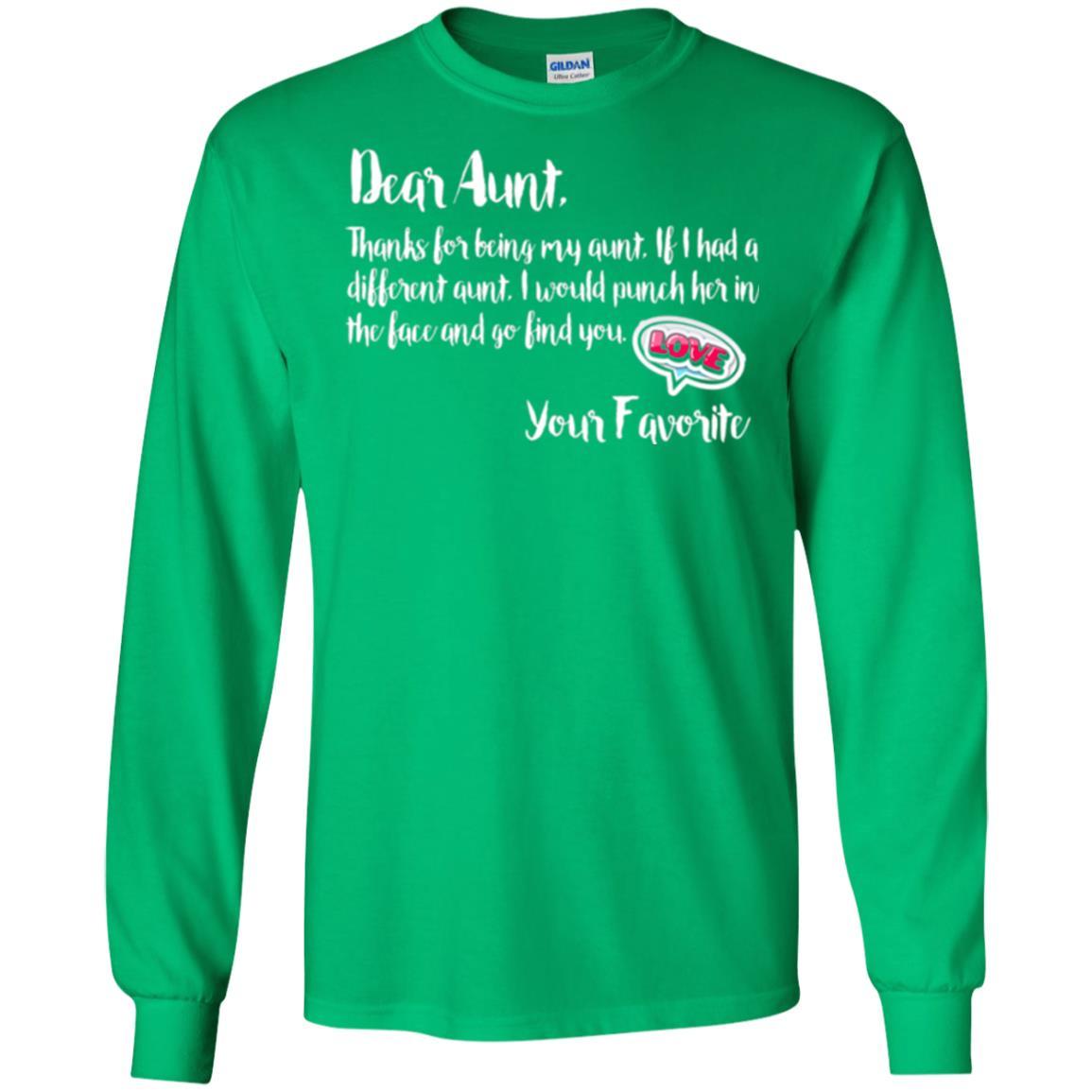 Family T-shirt Dear Aunt Thanks For Being My Aunt Irish Green