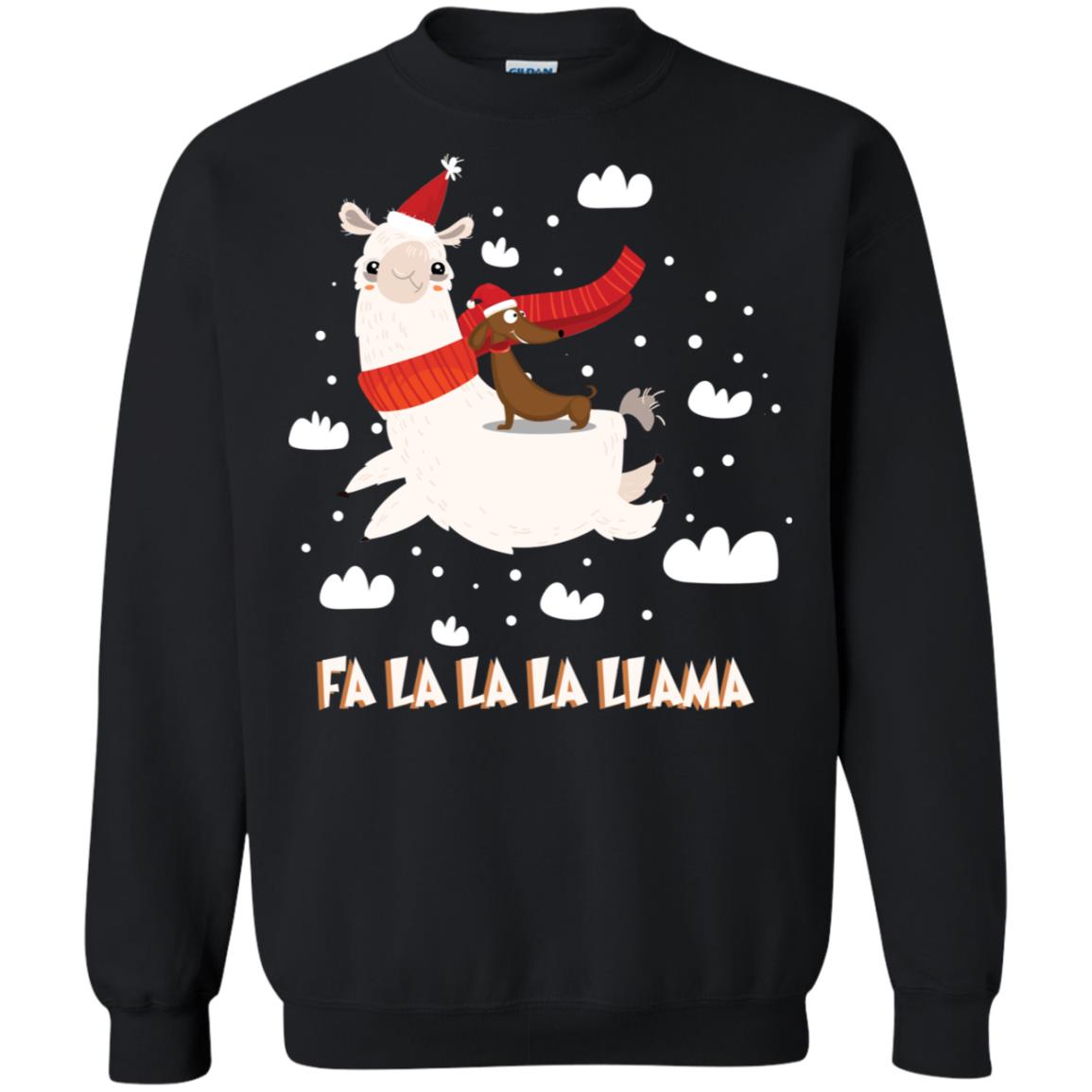Fa La La La Llama With Dachshund X-mas Gift Shirt Black