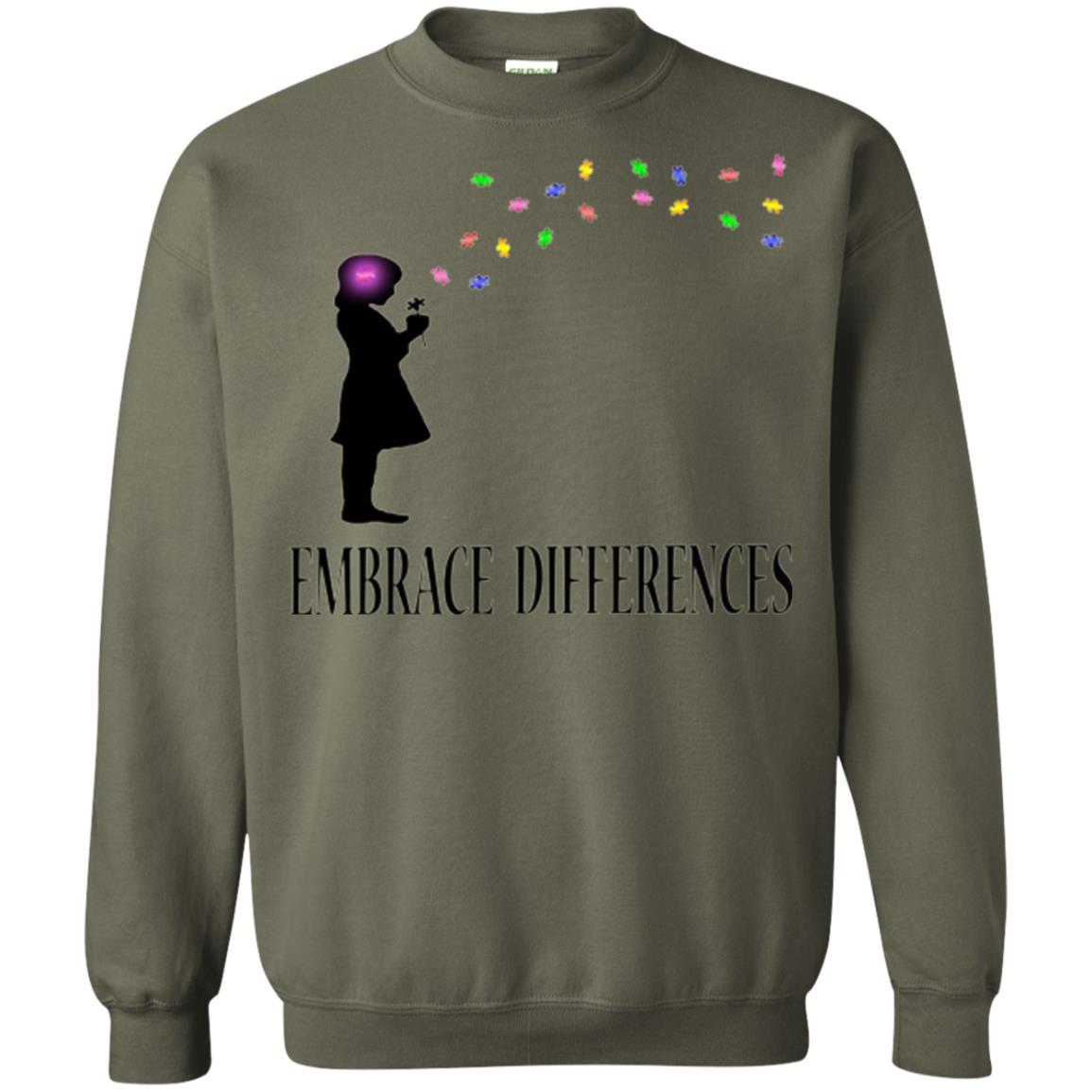 Embrace Differences Shirt Proud Autism Awareness T-shirt Military Green