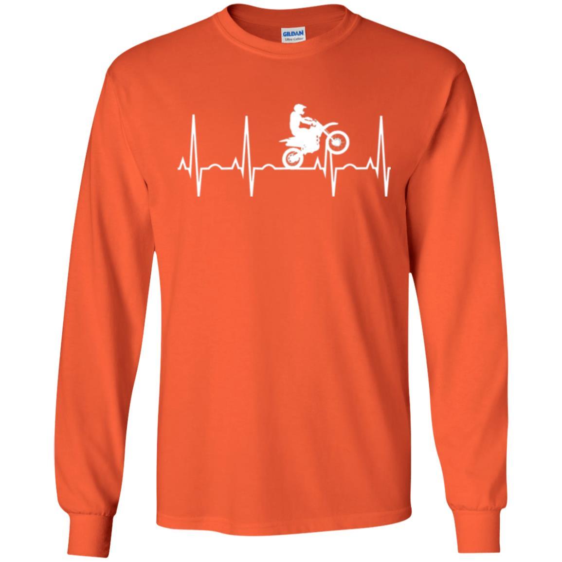 Dirt Bike Rider T-shirt Dirt Bike Heartbeat T-shirt Orange