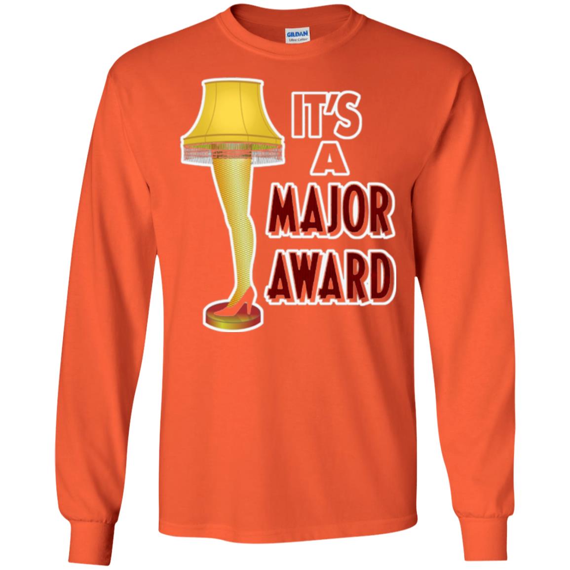 Christmas T-shirt It_s A Major Award Leg Lamp Orange