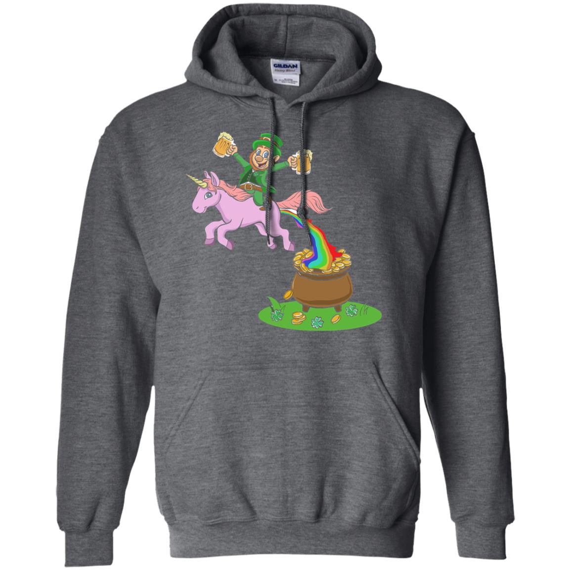 Leprechaun Riding A Unicorn Funny St Patricks Day T-shirt Dark Heather
