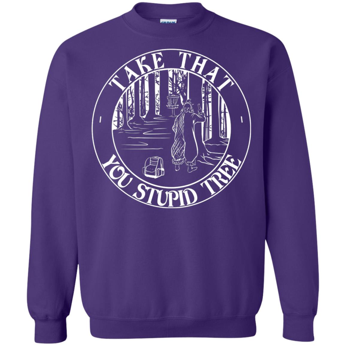 Take That Stupid Tree Funny Disc Golf T-shirt Purple