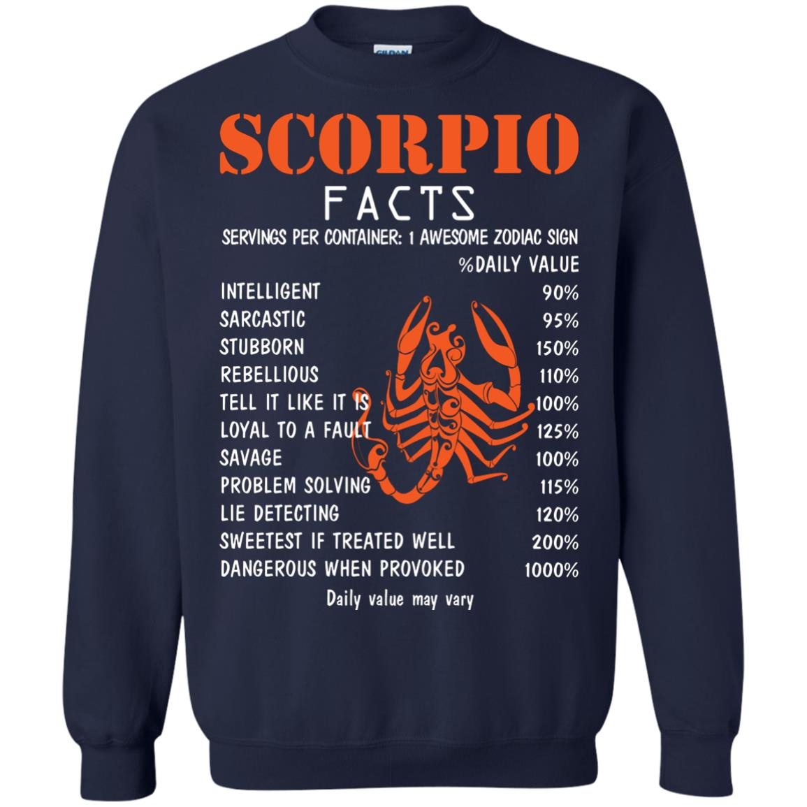 Scorpio Facts 1 Awesome Zodiac Sign Gift Shirt For Scorpio Horoscope Navy