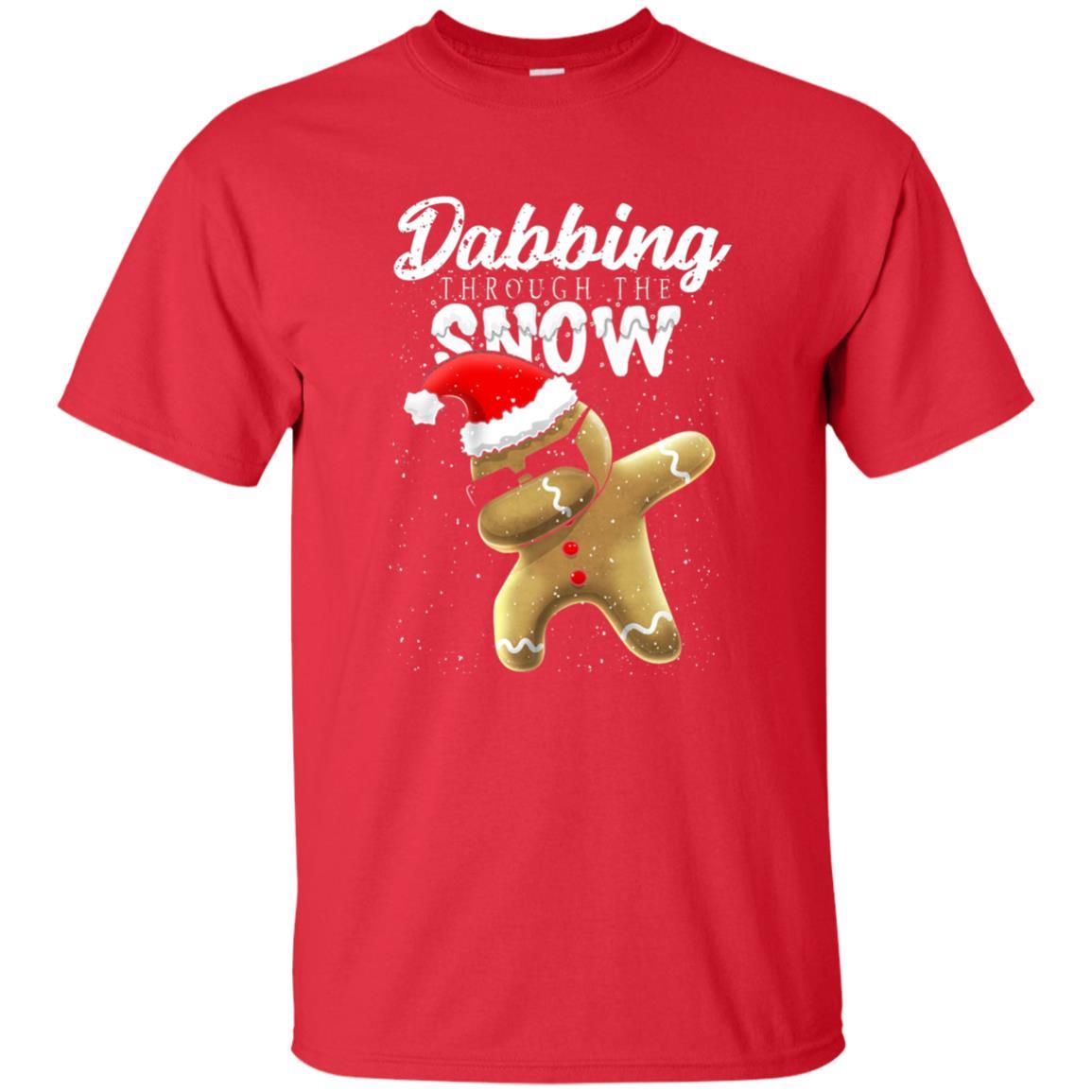 Dabbing Gingerbread T-shirt Dabbing Through The Snow Red