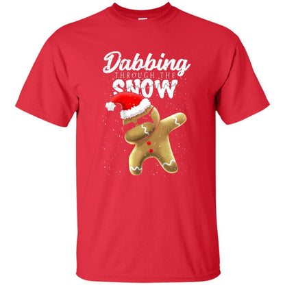 Dabbing Gingerbread T-shirt Dabbing Through The Snow Red