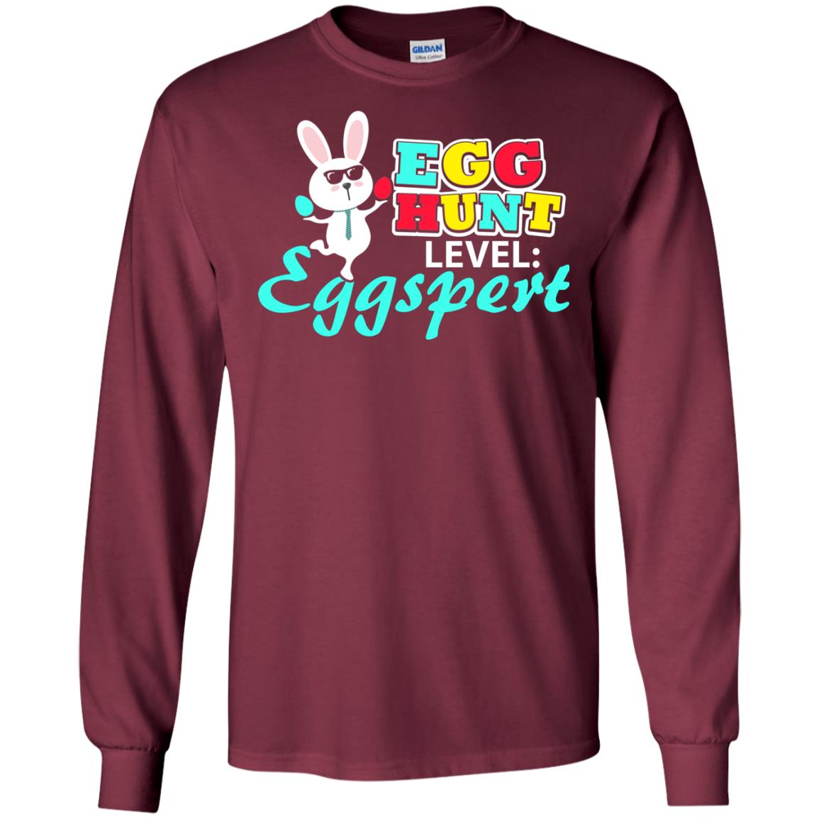 Egg Hunt Level Eggspert Easter Holiday T-shirt Maroon