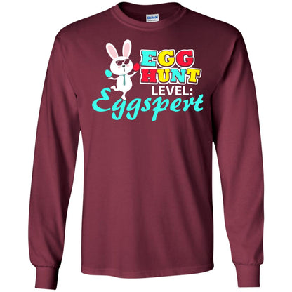 Egg Hunt Level Eggspert Easter Holiday T-shirt Maroon