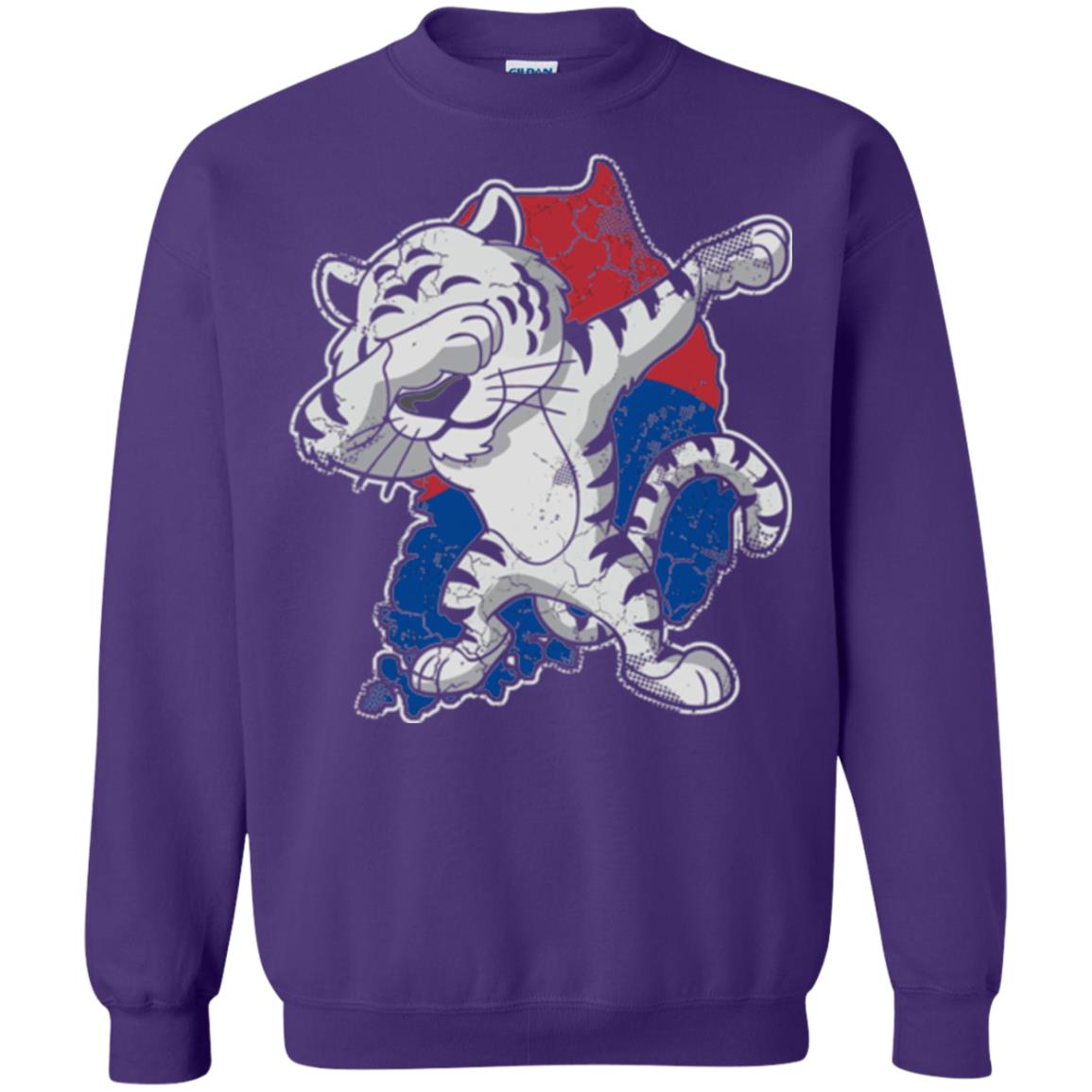 Dabbing White Tiger South Korea Flag T-shirt Purple
