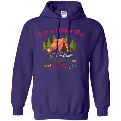 I’m A Simple Girl I Love Boxer Dog Camping And Wine Shirt Purple