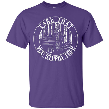 Take That Stupid Tree Funny Disc Golf T-shirt Purple