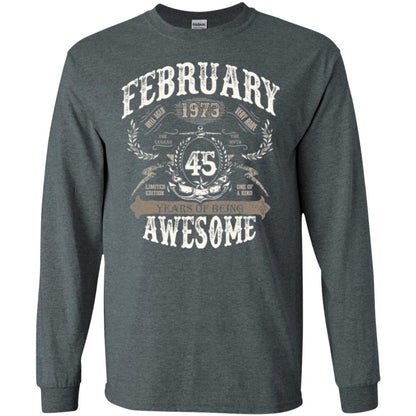 February 1973 45 Years Of Being Awesome T-shirt 45 Years Old Dark Heather