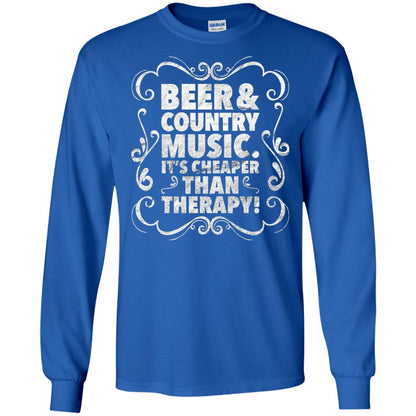 Beer Andcountry Music Its Cheaper Than Therapy Shirt Royal